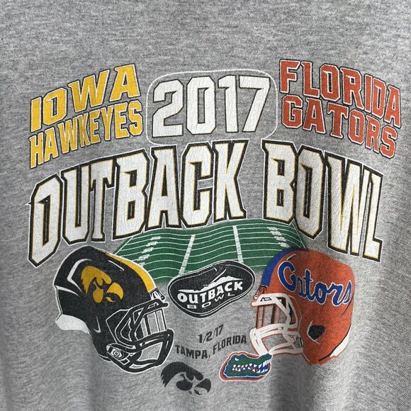 2017 Outback Bowl Long Sleeve Shirt, XL, Grey, Graphic, Iowa Vs Florida, Gildan - Picture 2 of 10